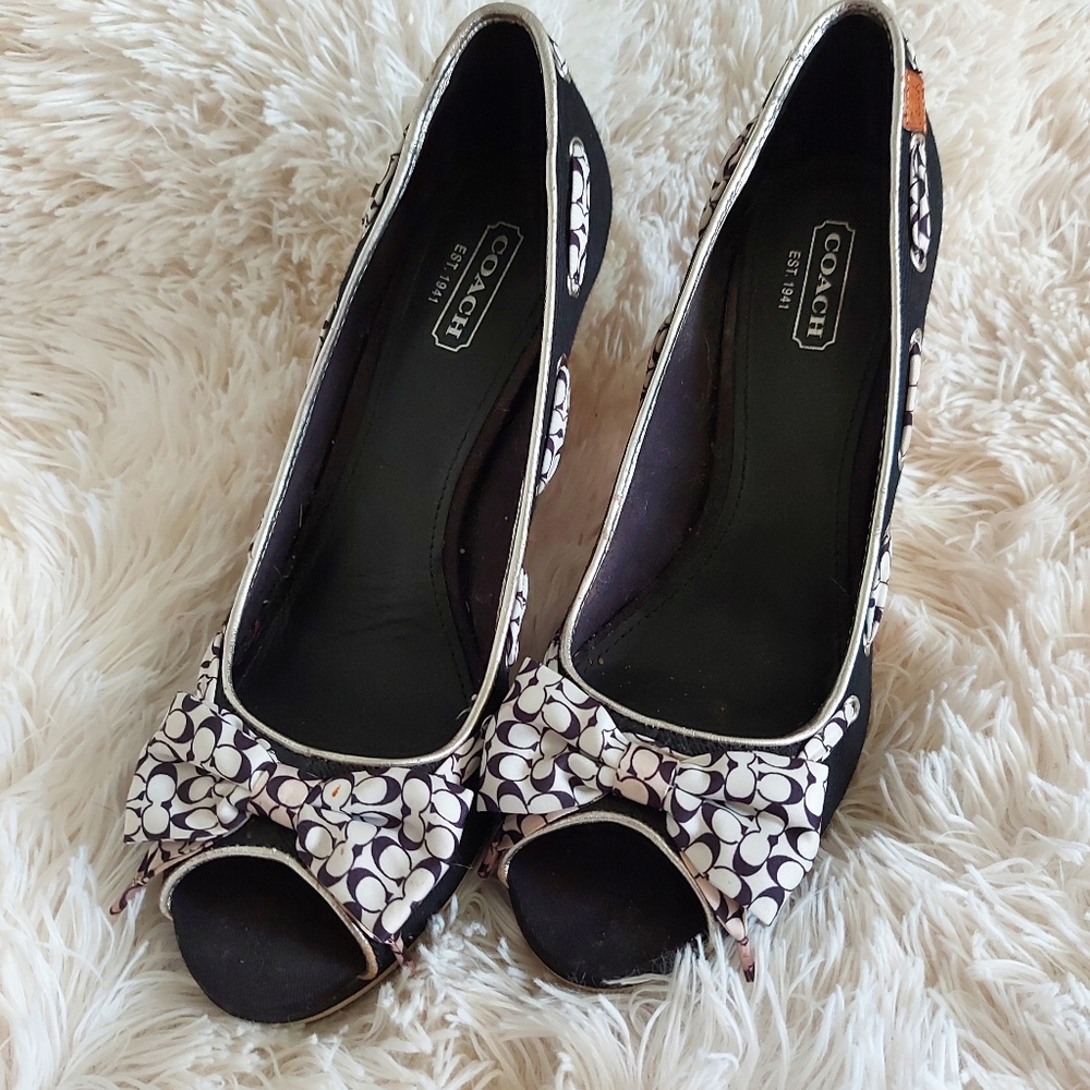Coach Peep Toe Wedges